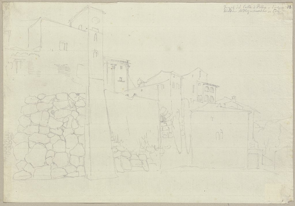 Zyklopenmauern in Cori, nebst einem Teil des Tempels von Castor und Pollux (Aedes Castoris), Johann Anton Ramboux