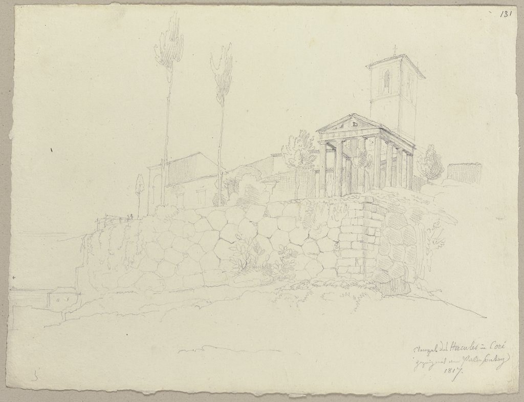Tempel des Herkules auf den Zyklopenmauern in Cori, Johann Anton Ramboux