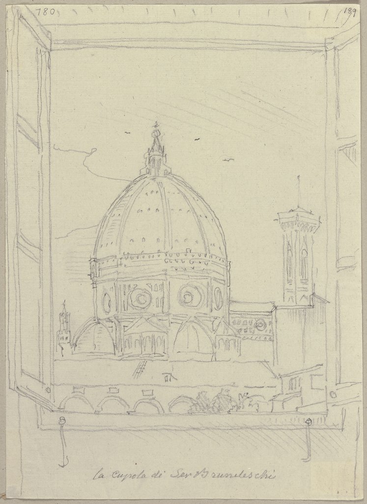 Die Kuppel des Brunelleschi und der Glockenturm des Giotto in Florenz, Johann Anton Ramboux