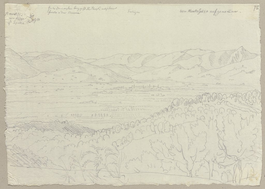 Umbrier Tal in dessen Mitte Foligno liegt, mit vielen Villen und Castellen, Johann Anton Ramboux