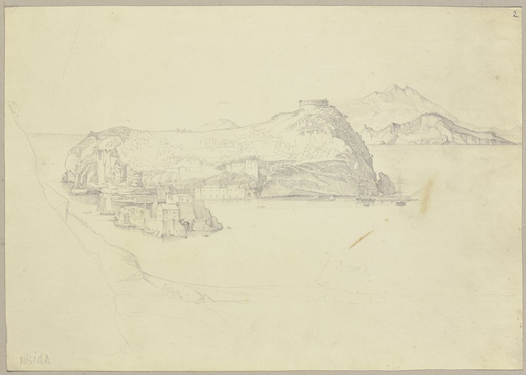 Ansicht der Insel Nisida mit der Aussicht auf Procida und Ischia von dem Golf bei Pozzuoli aus aufgenommen, Johann Anton Ramboux