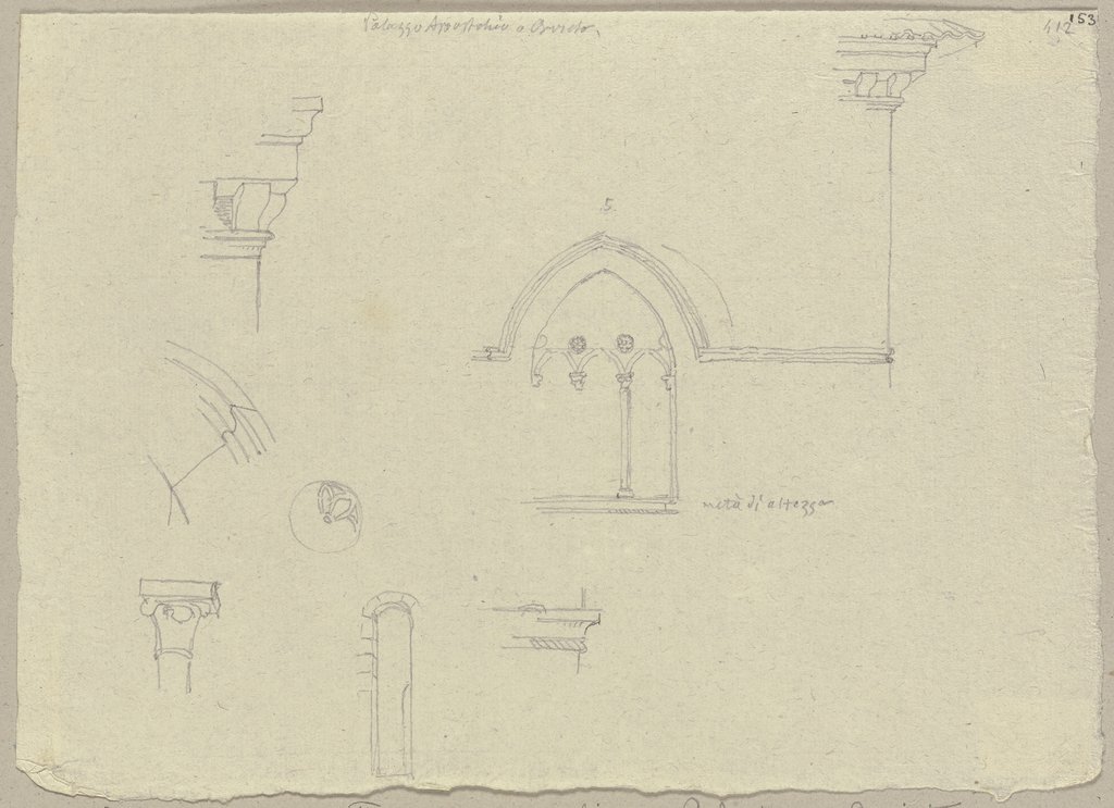 Architektonische Teile des Apostolischen Palastes in Orvieto, Johann Anton Ramboux