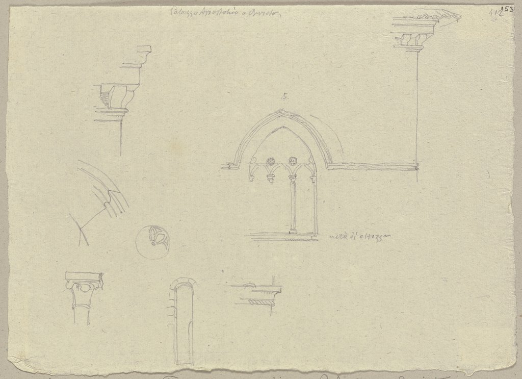 Architektonische Teile des Apostolischen Palastes in Orvieto, Johann Anton Ramboux