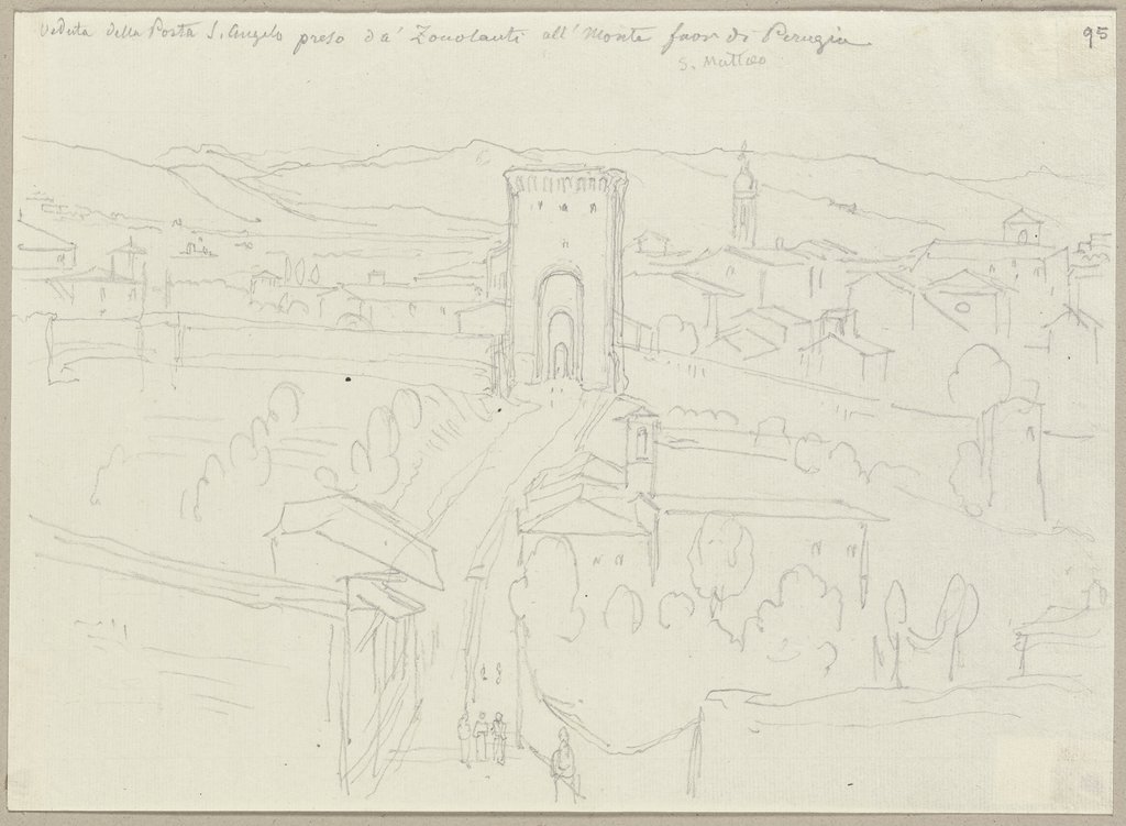 Perugia, mit Blick auf die Porta di Sant'Angelo, welche auf den Berg zu den Franziskanern führt, Johann Anton Ramboux