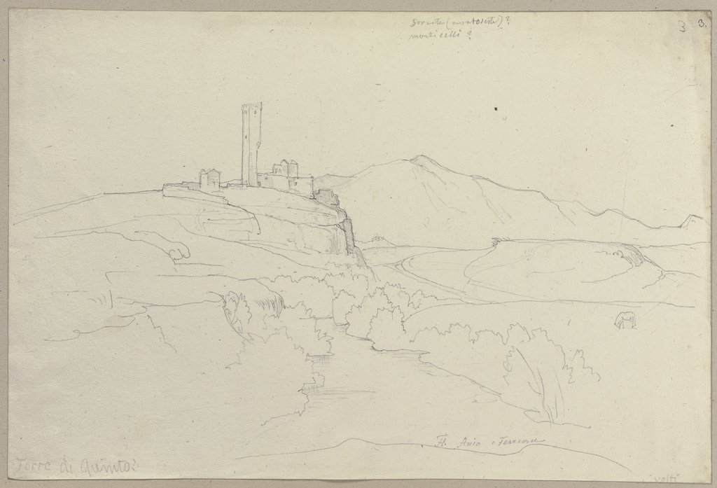 Torre di Quinto sulla Via Flaminia mit dem Anio oder Teverone, Johann Anton Ramboux