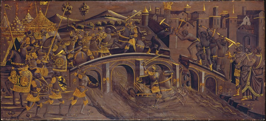 Horatius Cocles verteidigt die Sublicische Brücke gegen Porsenna, Florentiner Meister um 1480