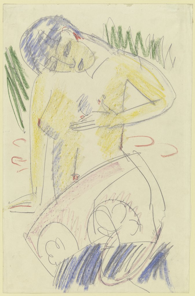 Kniender weiblicher Halbakt, Ernst Ludwig Kirchner