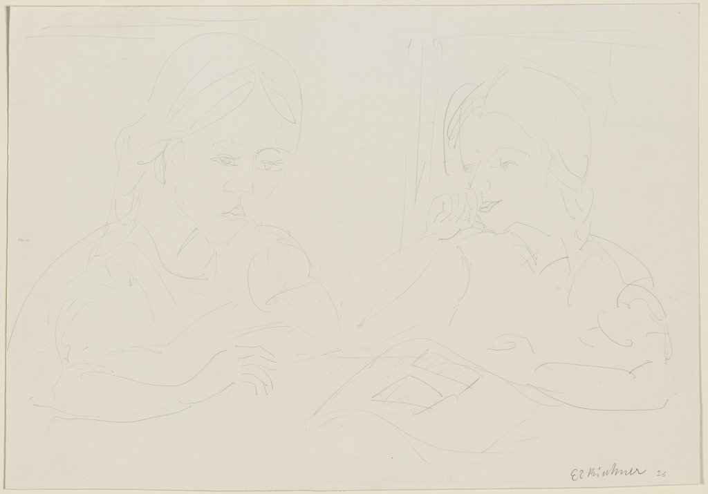 Zwei Mädchen am Tisch, Ernst Ludwig Kirchner