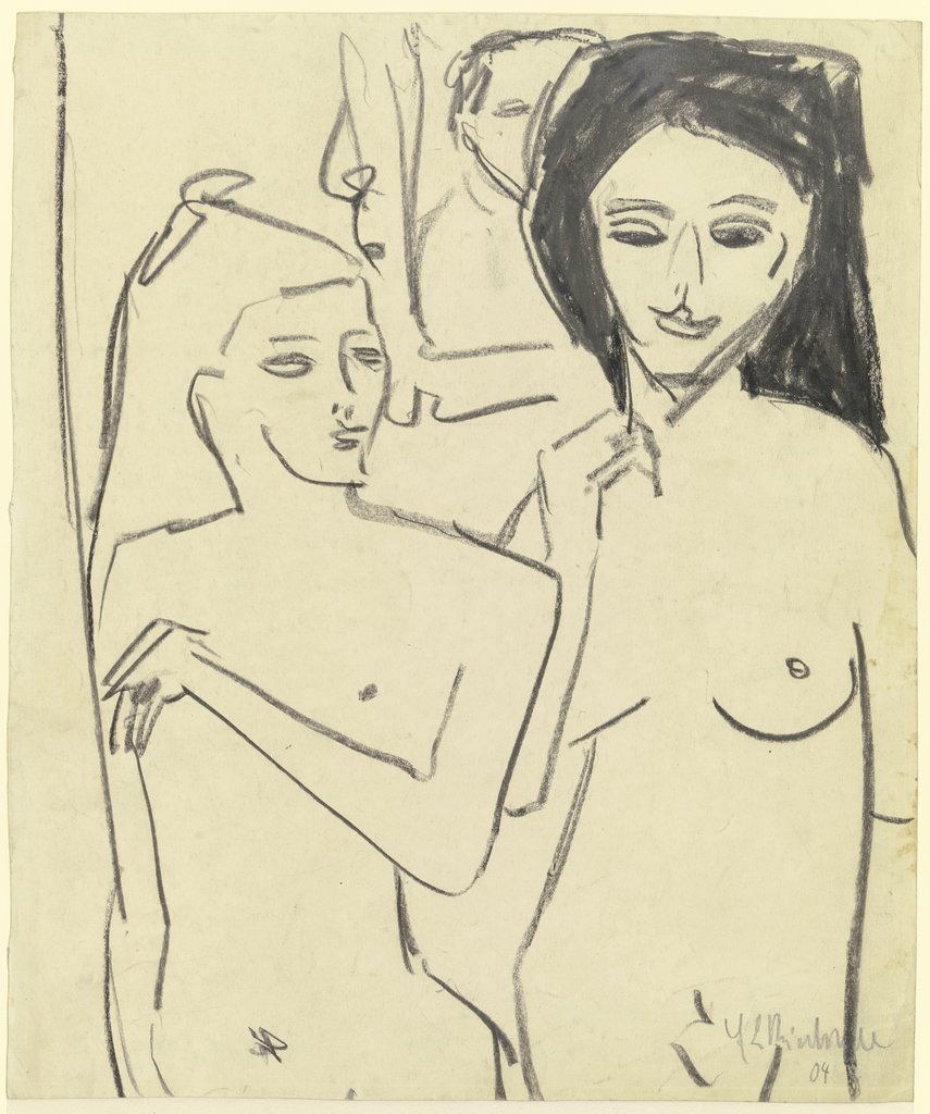 Zwei Mädchenakte vor einem Bildnis, Ernst Ludwig Kirchner