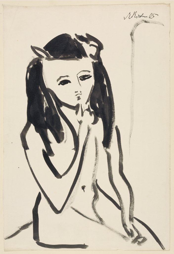 Fränzi as a Nude, Her Hand on Her Chin, Ernst Ludwig Kirchner