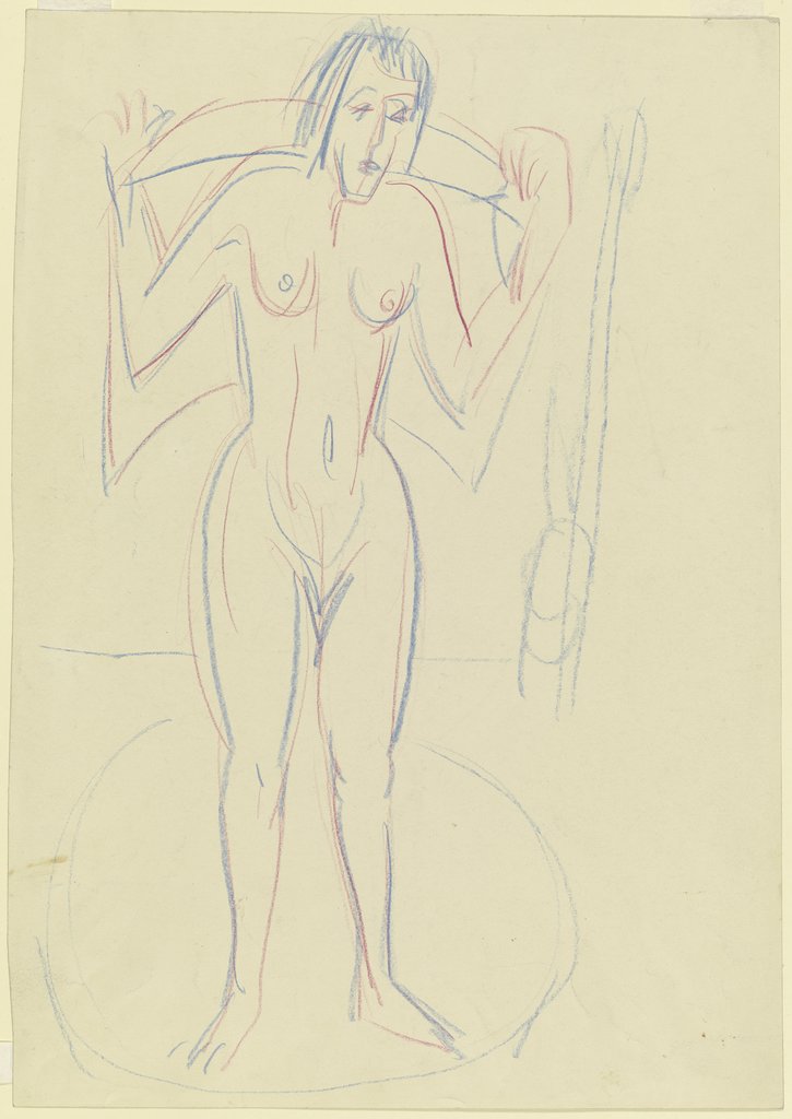 Stehende Frau im Tub, sich abtrocknend, Ernst Ludwig Kirchner