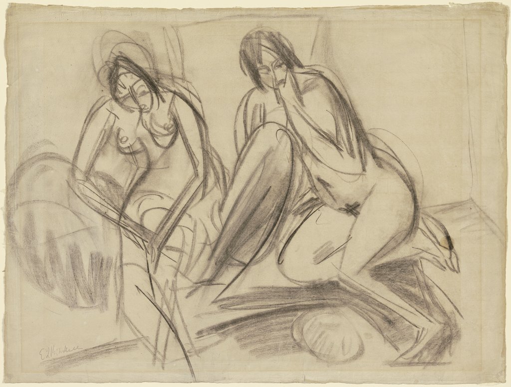 Zwei sitzende weibliche Akte, Ernst Ludwig Kirchner