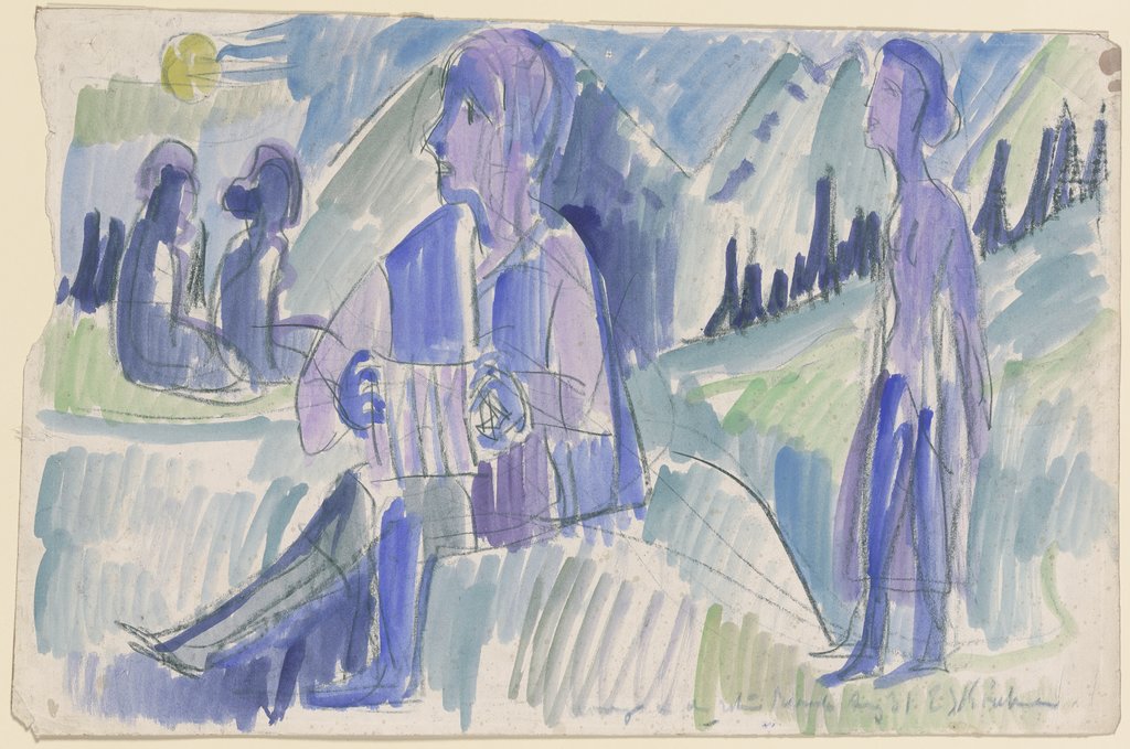Handorgler in einer Mondnacht, Ernst Ludwig Kirchner
