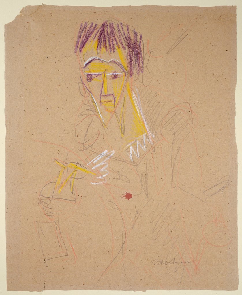 Self-portrait, drawing, Ernst Ludwig Kirchner