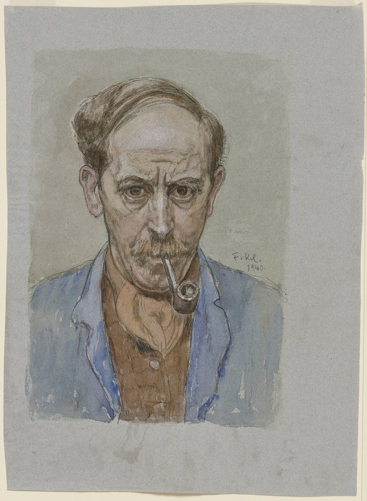 Self-portrait with pipe, Felix Klipstein