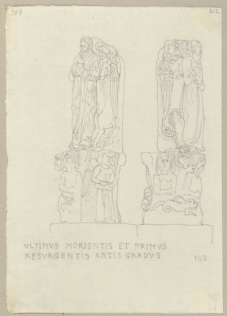 Fragments of a pulpit (?), Johann Anton Ramboux, after Italian, 8th century;   ?
