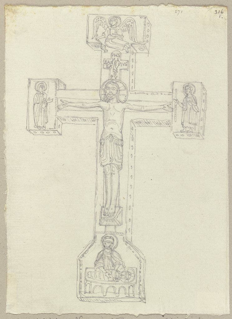 Darstellung eines Kruzifixes, Johann Anton Ramboux, nach Italienisch, 12. Jahrhundert;   ?