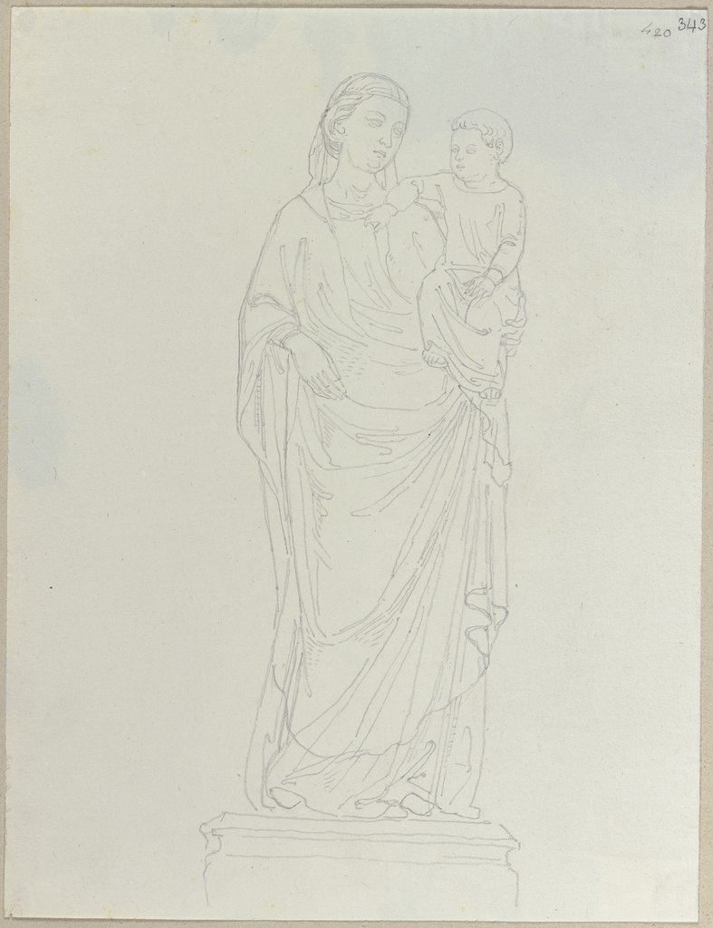 Marmorstatue auf einem Altar im Dom zu Orvieto, Johann Anton Ramboux