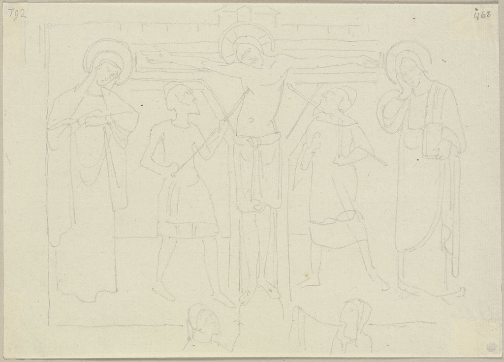 Kreuzigung Christi, Fragment eines Freskos im Vorhof von Sant'Ambrogio in Mailand, Johann Anton Ramboux