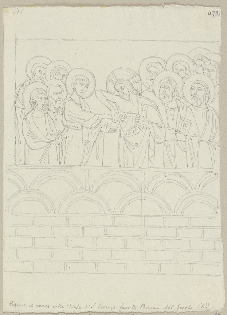 Der ungläubige Thomas, nach einem Wandgemälde in San Lorenzo fuori le mura bei Rom, Johann Anton Ramboux