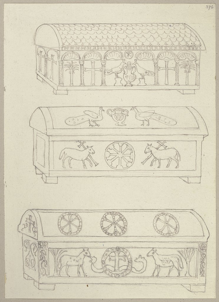 Drei Sarkophage in Sant’Apollinare in Classe, Johann Anton Ramboux