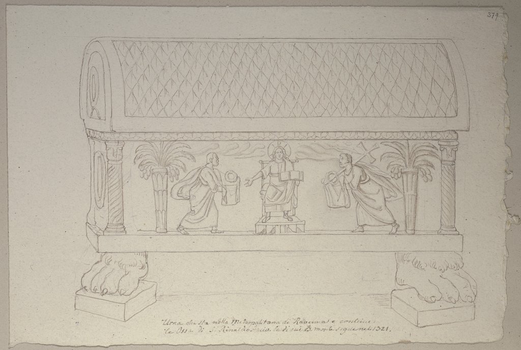 Graburne in der Metropolitankirche zu Ravenna mit den Gebeinen des seligen Erzbischofs Rainald von Ravenna, Johann Anton Ramboux
