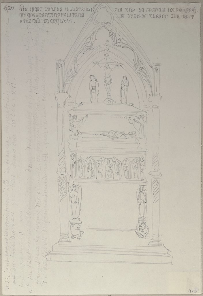 Grabmonument der Maria di Durazzo in Santa Chiara in Neapel, Johann Anton Ramboux, after Italian, 14th century;   ?