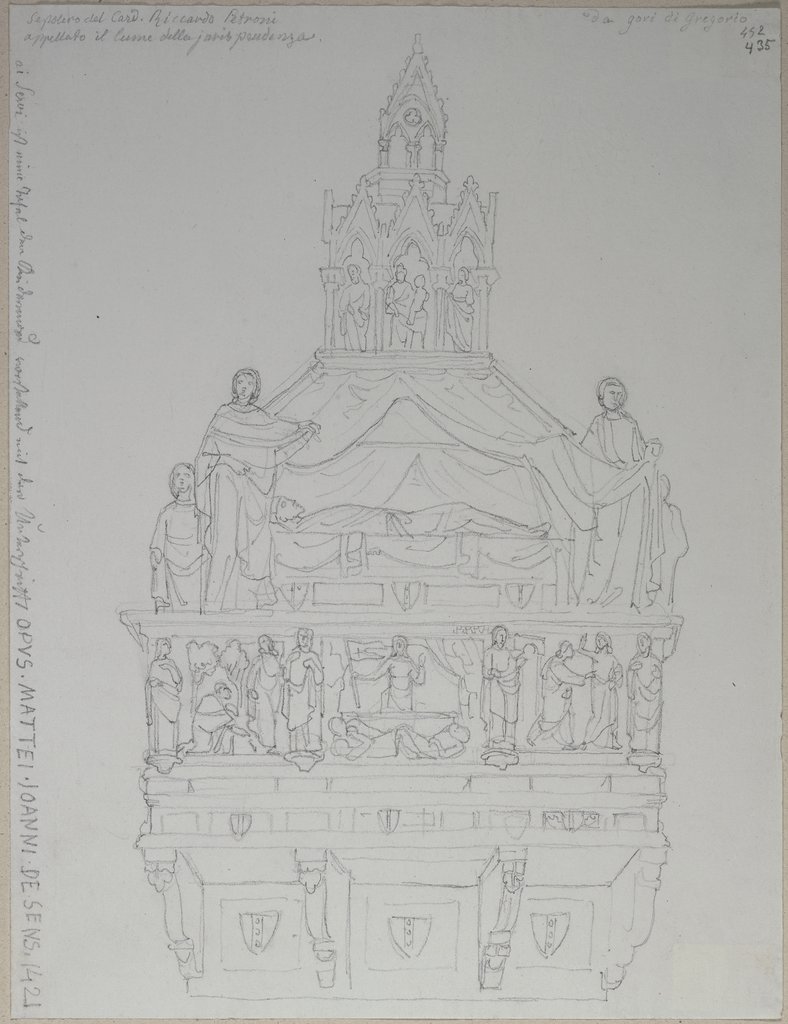 Grabmonument des Kardinals Riccardo Petroni in der Cattedrale di Santa Maria Assunta in Siena, Johann Anton Ramboux, after Tino di Camaino