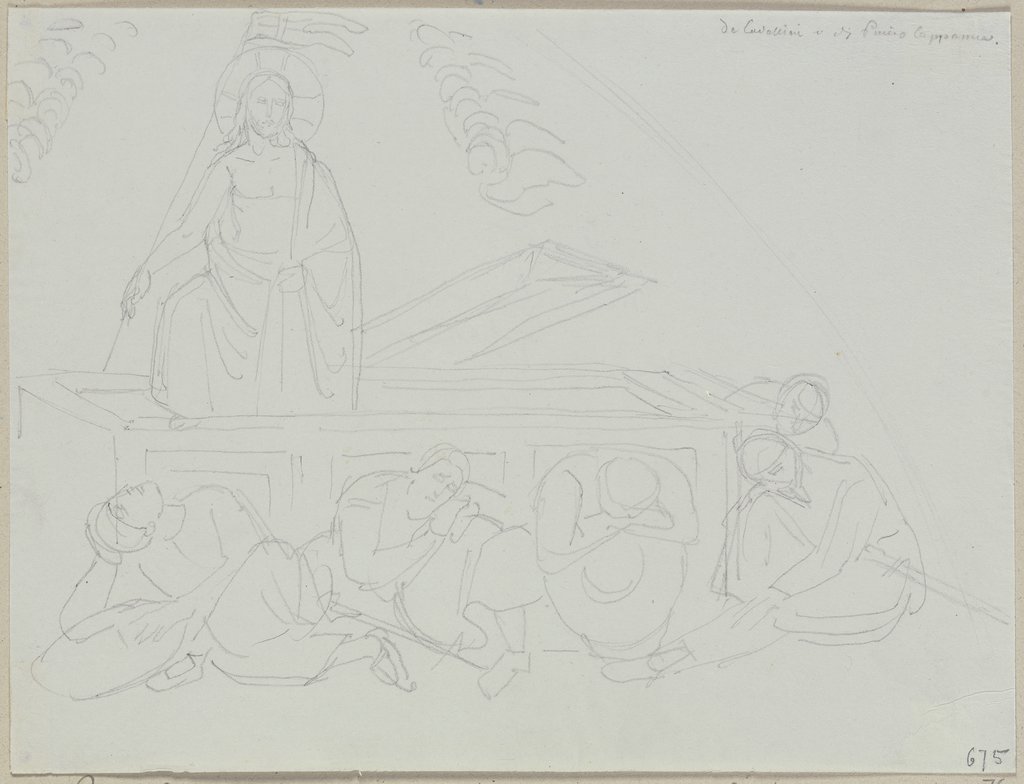 Von Pietro Cavallini an der Bogenwölbung der unteren Kirche von San Francesco, gegen die Sakristei zu, in Assisi, Johann Anton Ramboux, after Pietro Cavallini
