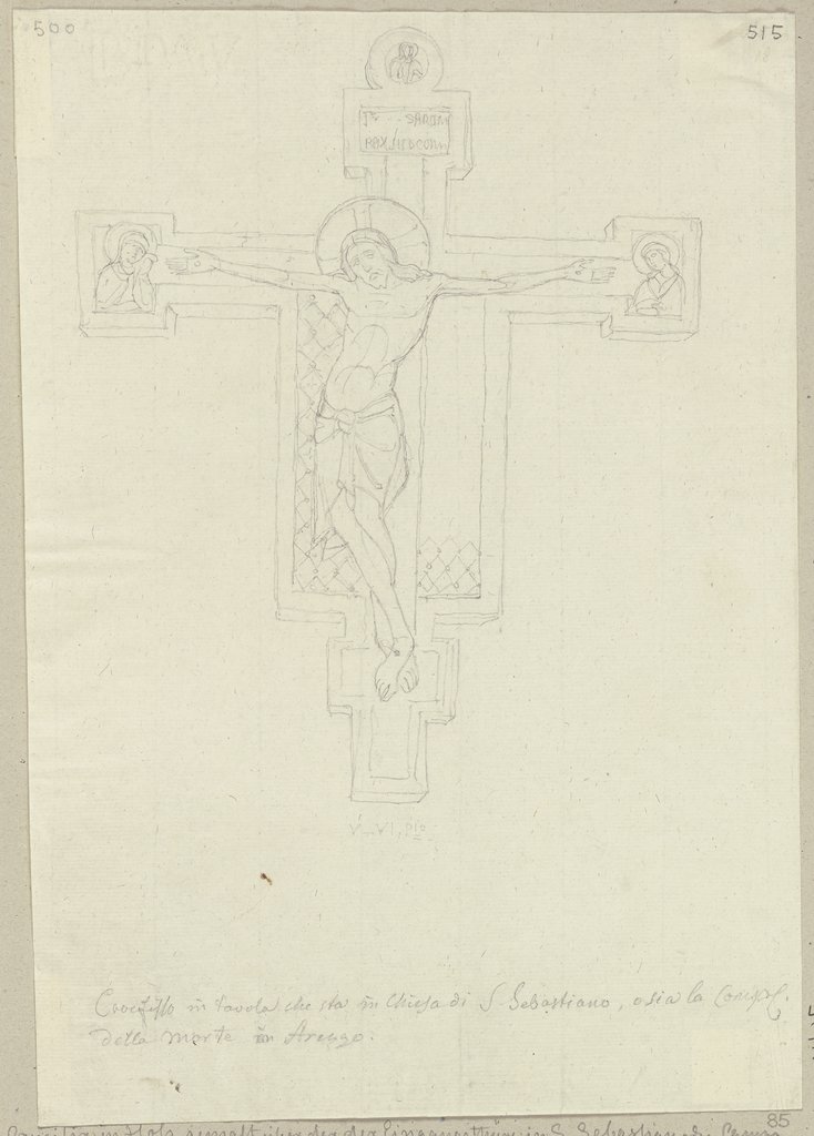 Bemaltes Kruzifixus aus Holz über der Eingangstür in San Sebastiano in Arezzo, Johann Anton Ramboux