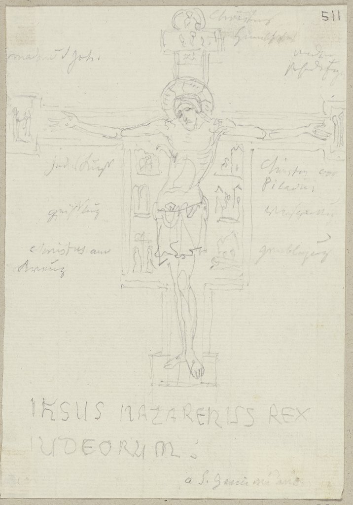 Kruzifix in Holz mit der Passion, welches auf dem Söller eines Nonnenklosters zu San Gimignano hängt, Johann Anton Ramboux
