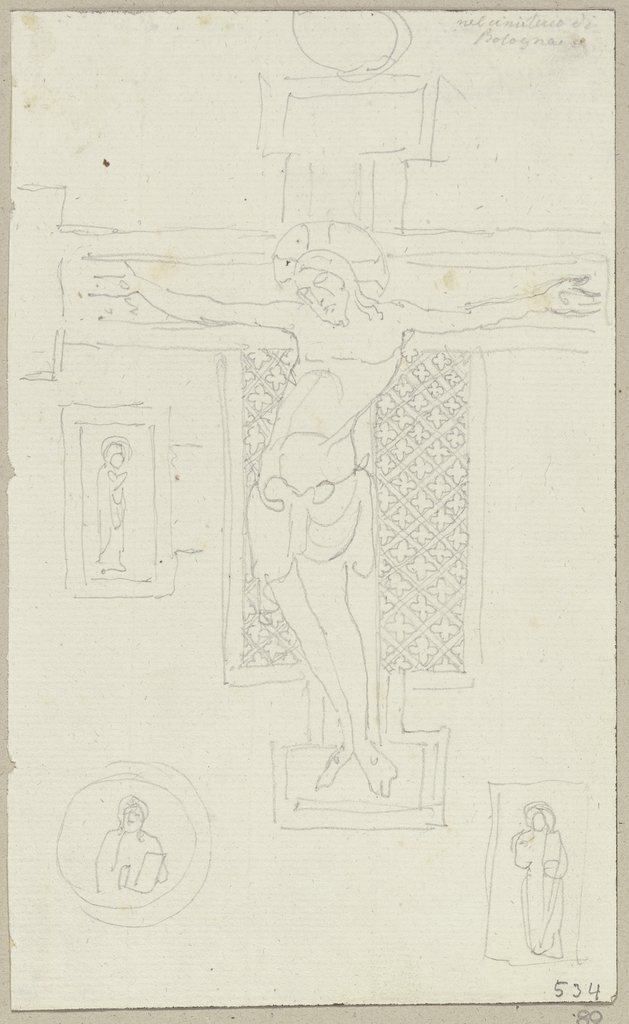 Kruzifix aus Holz auf dem Camposanto außerhalb von Bologna, Johann Anton Ramboux