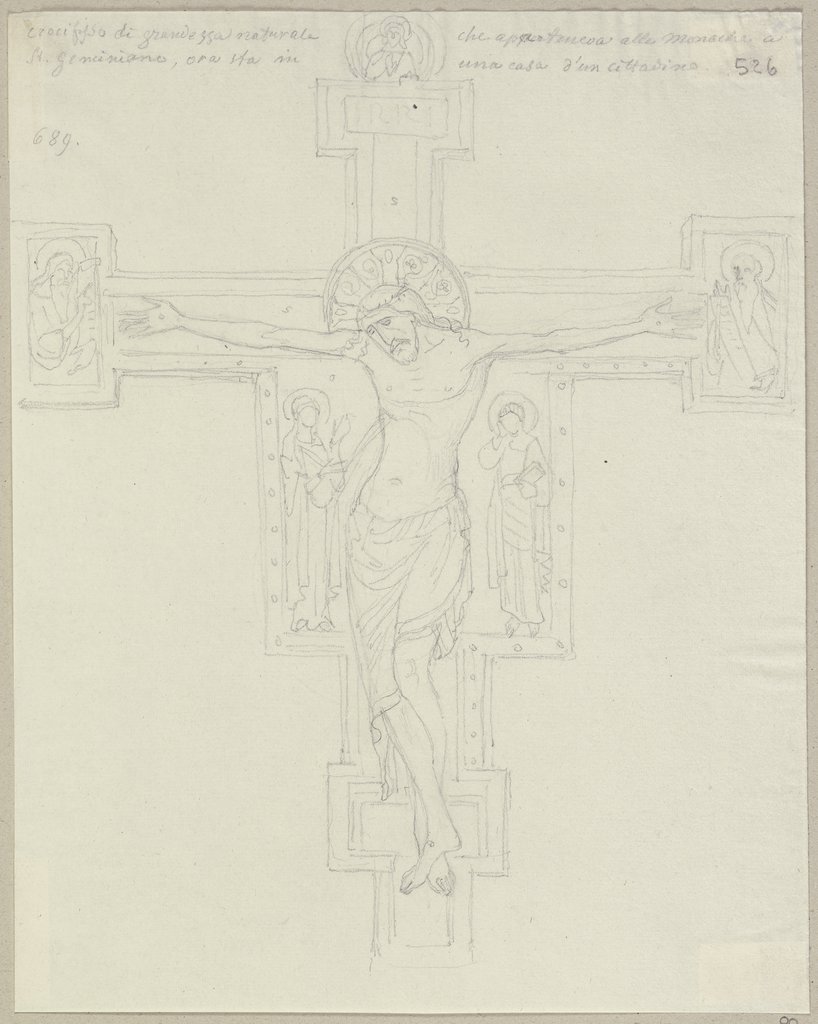 Kruzifix auf Holz ehemals in einem Nonnenkloster zu San Gimignano, jetzt in einem Privathaus daselbst, Johann Anton Ramboux