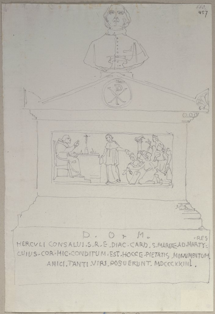 Grabmonument des Kardinals Ercole Consalvi im Pantheon, Johann Anton Ramboux, after Bertel Thorvaldsen