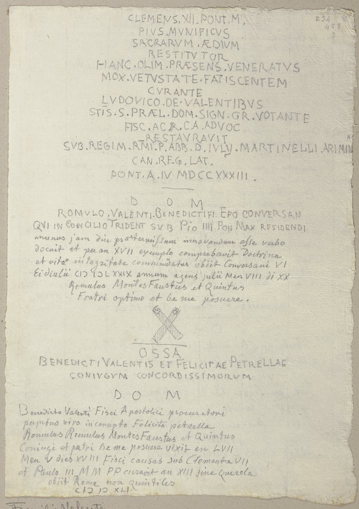 Grabsteininschrift der Familie Valenti in Trevi, Johann Anton Ramboux