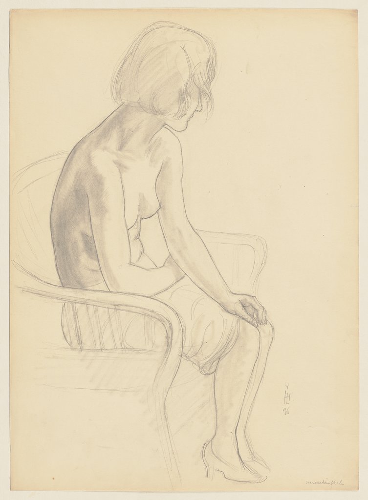 Sitzender Frauenakt auf einem Stuhl, Hermann Lismann