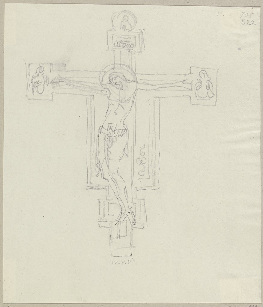 Kruzifix auf Holz im Sprachzimmer der Nonnen von San Gimignano, halb lebensgroß, Johann Anton Ramboux