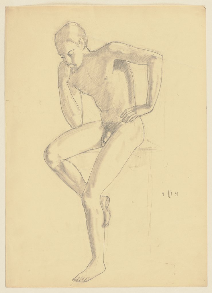 Sitting male nude, Hermann Lismann