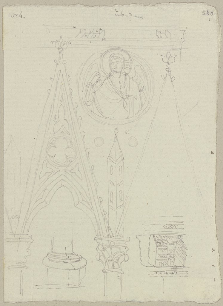 Details im Inneren der oberen Kirche zu San Francesco in Assisi, Johann Anton Ramboux, after Giunta Pisano;   ?