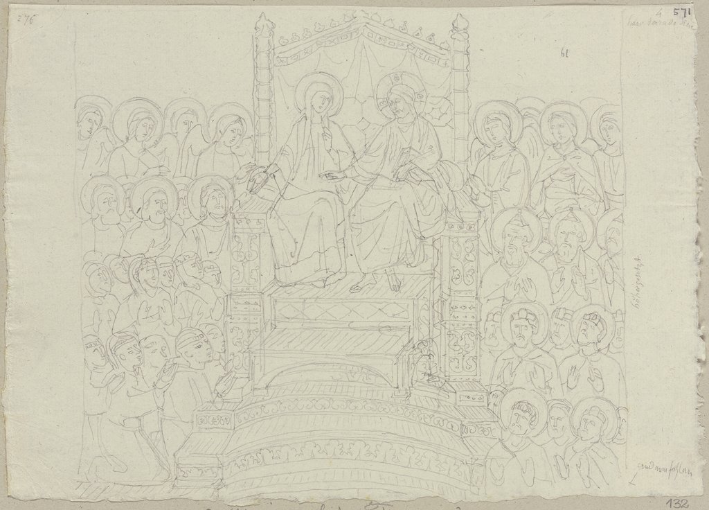Maria auf dem Thron - Wandgemälde, angeblich von Giunta Pisano, im Chor in der oberen Kirche von San Francesco in Assisi, Johann Anton Ramboux, after Giunta Pisano