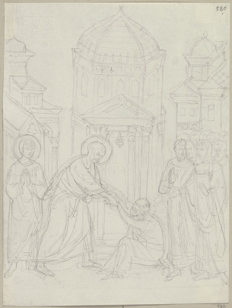 Aus der Apostelgeschichte im Querschiff der oberen Kirche von San Francesco in Assisi, Johann Anton Ramboux, after Giunta Pisano;   ?