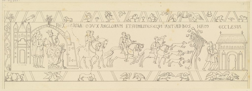 Drawing after the Bayeux Tapestry, Ferdinand Fellner
