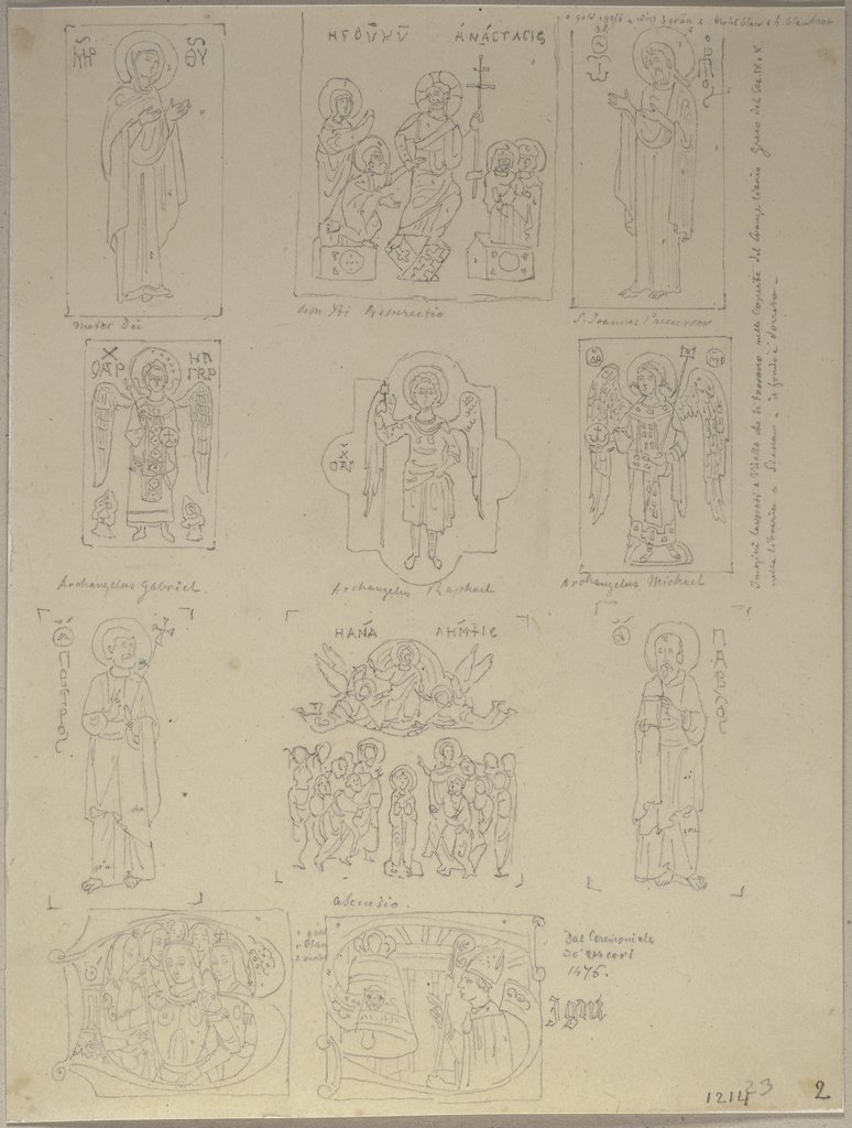Abbildungen vom Deckel eines Evangeliars, welches sich in der Bibliothek zu Siena befinde und von griechischer Arbeit sei, Johann Anton Ramboux