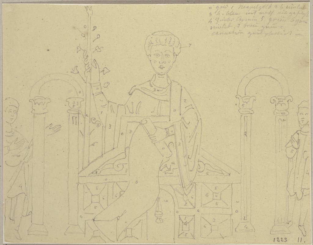 Eine Miniatur eines Diakons auf einer Kanzel, den Cero Paschalis haltend, Johann Anton Ramboux