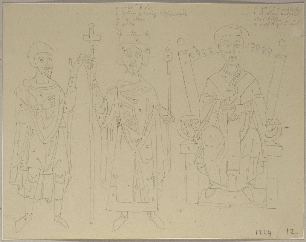 Eine Miniatur, drei Männer darstellend, Johann Anton Ramboux