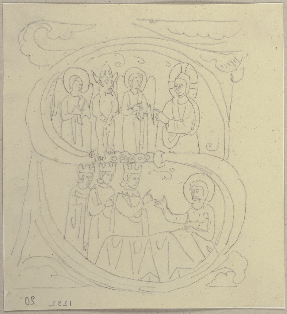 Hiob und seine Freunde, aus einem Choralbuch, Johann Anton Ramboux