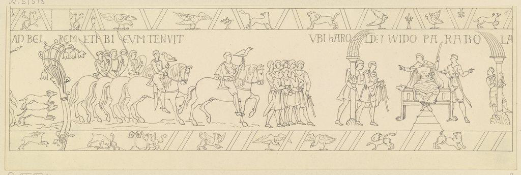 Zeichnung nach dem Bildteppich von Bayeux, Ferdinand Fellner