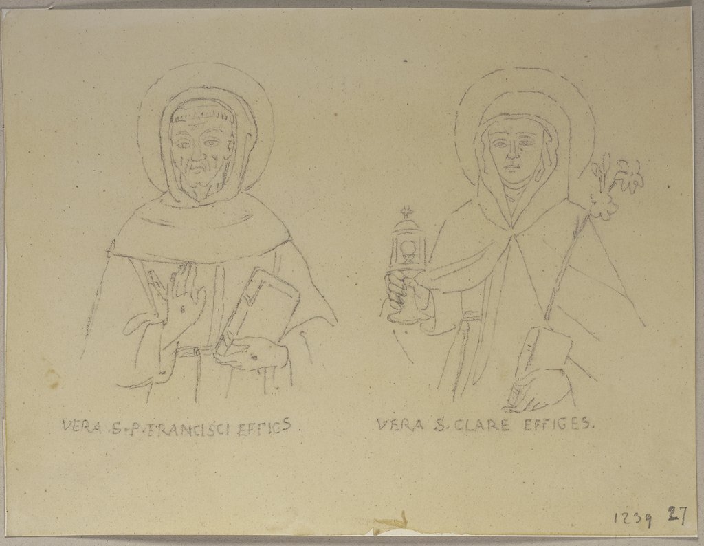Eine Kopie von früheren Darstellungen des heiligen Franziskus sowie der heiligen Klara, Johann Anton Ramboux