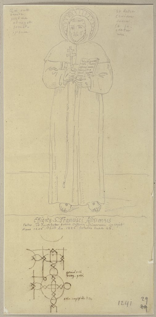 Kopie nach einer Darstellung des heiligen Franziskus sowie nach einem ornamentalen Muster, Johann Anton Ramboux