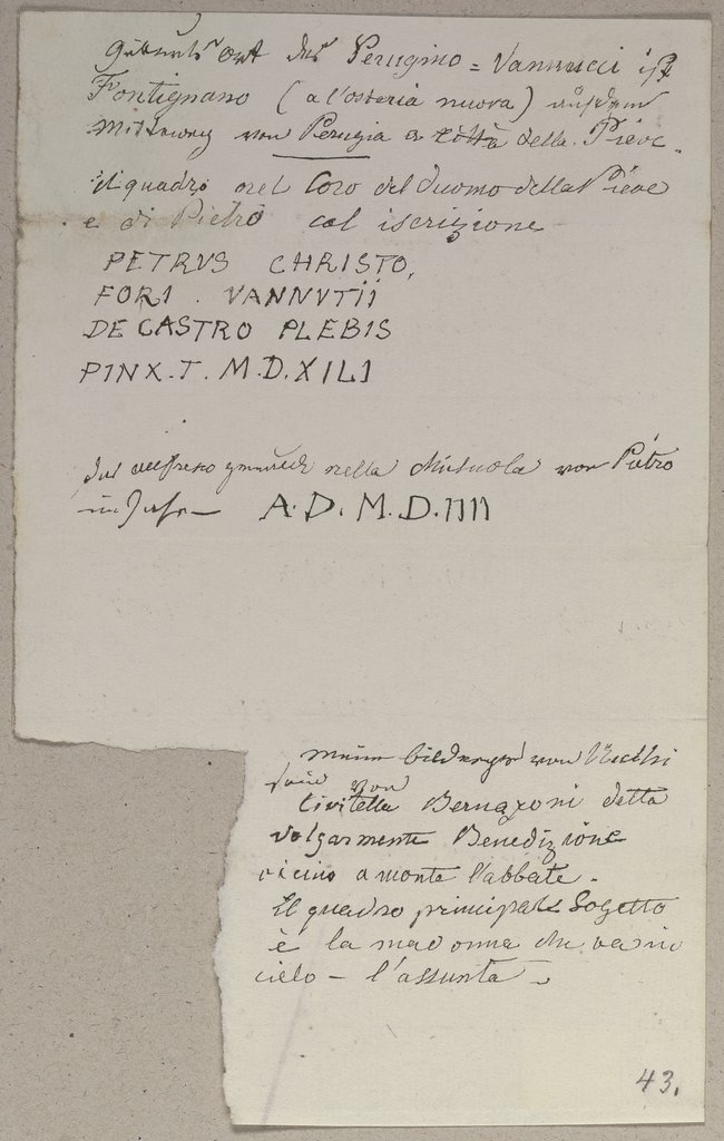 Die Nachschrift einer Inschrift sowie Notizen, Johann Anton Ramboux